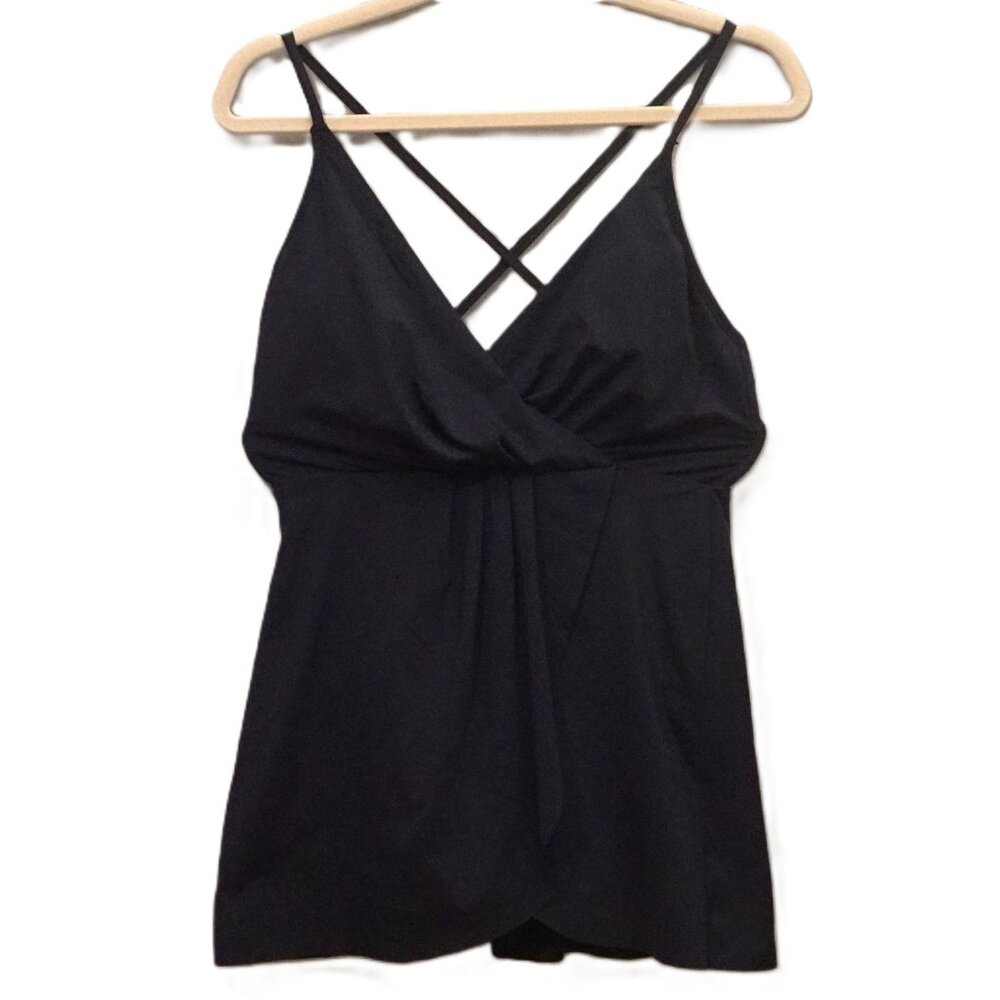 Anne Cole Black Live in Color Surplice Maillot Swim Dress Women’s Size 8